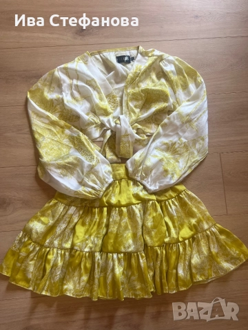 Нов разкошен сет комплект от две части риза и пола Bless by Zlatka Raykova Златка Райкова сатен  , снимка 5 - Костюми - 46577001