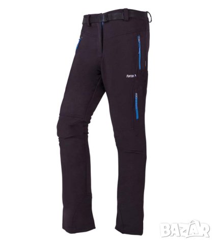 Дамски панталон от еластична материя в черно и синьо Furco - S, снимка 1 - Панталони - 42537682