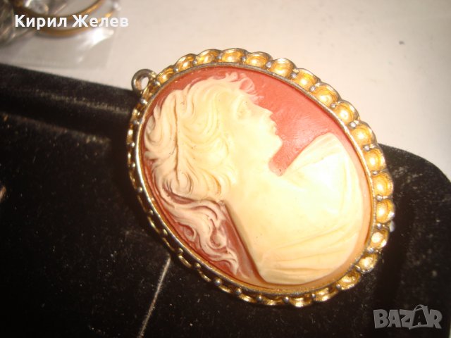 ВИНТИДЖ ВИКТОРИАНСКА КАМЕЯ ПРЕКРАСНА БРОНЗОВА ПОЗЛАТЕНА СТАР ПЕНДАНТ АРТ ДЕКО 17477, снимка 9 - Антикварни и старинни предмети - 31196205