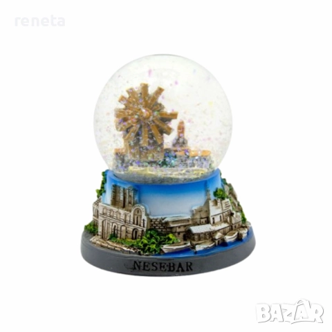 Преспапие Мелница, Несебър/ България, Стъкло/керамика, 10х8 см, снимка 1