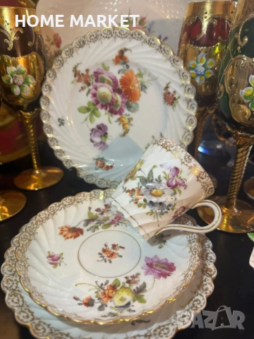 Circa 1894 наличие на няколко великолепни тройни сета съвместимост на чашката около 175 мл, , снимка 11 - Антикварни и старинни предмети - 52612675