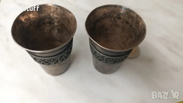 Стари посребрени чашки,филигран,Юммет,мелхиор,СССР, за ликьор, снимка 4 - Антикварни и старинни предмети - 50422290