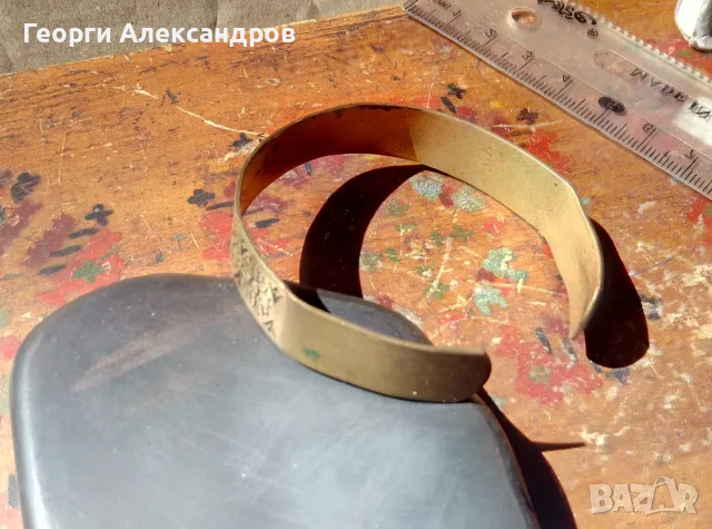 ЕТНОГРАФСКИ НАКИТ За ЛЮБОВНО ВРИЧАНЕ 2 СЪРЦА в 1 Старинна МЕДНА ГРИВНА Майсторска, снимка 5 - Антикварни и старинни предмети - 55994704