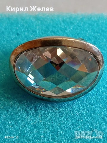 Сребърен пръстен с фасетиран огромен камък Swarovski стил и елегантност 48665, снимка 5 - Пръстени - 54014678