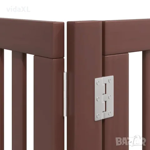 vidaXL Сгъваема преграда за куче с врата 10 панела кафяв 800 см топола, снимка 10 - За кучета - 56146642