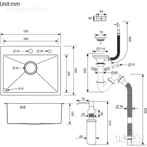 ПРОМОЦИЯ Кухненска мивка от неръждаема стомана с нано покритие в черно  AURALUM JZF0603 , снимка 2 - Други - 50983059