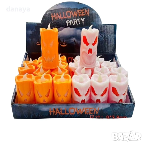 6147 Светеща електронна свещ за Хелоуин страшна украса череп/тиква, снимка 3 - Декорация за дома - 51854134