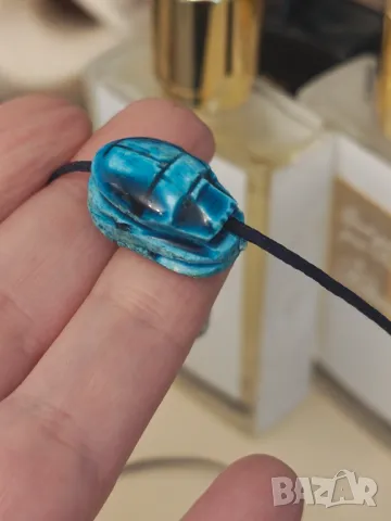 Колие ръчна изработка тюркоаз скарабей  разпродажба , снимка 3 - Колиета, медальони, синджири - 44658834