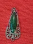 ПОСРЕБРЕН СТАРИНЕН ФИЛИГРАНЕН СТИЛ МАЛАХИТЕН МЕДАЛЬОН 14335, снимка 6