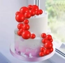 120 броя червени топчета топки на тел от стиропор за декорация на торта , снимка 4
