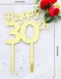 Happy 30th 50th 30 50 години рожден ден златист твърд топер табела украса за торта юбилей годишнина , снимка 4