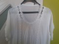 Дамска бяла блуза къс ръкав с дантели, снимка 1 - Блузи с дълъг ръкав и пуловери - 36843291