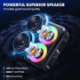 Нова Портативна караоке машина с 2 безжични микрофона Bluetooth USB AUX TF LED, снимка 3