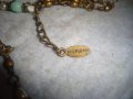 КРАСИВО ФЛОРАЛНО МАРКОВО ВИНТИДЖ АРТ БРОНЗОВО КОЛИЕ ОГЪРЛИЦА с ШЛИФОВАНИ КАМЪНИ 30159, снимка 5