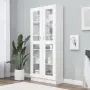 vidaXL Шкаф витрина, бял, 82,5x30,5x185 см, инженерно дърво, снимка 2