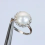 Сребърен пръстен с голяма 11 мм натурална Перла със сертификат , снимка 2