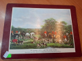 Винтидж корк подложки с антични ловни картини, снимка 2