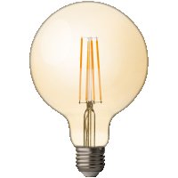 LED Filament Лампа, Топка, Димираща, 4W, E27, 2500K, 220-240V AC, 125mm, Амбър, Ultralux - LFT42725D, снимка 1 - Крушки - 40863822