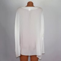 XXXL Бяла шифонова плисирана блуза, снимка 3 - Блузи с дълъг ръкав и пуловери - 31977328