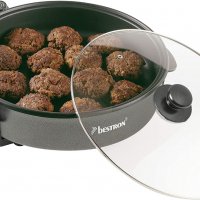 Електрически тиган Bestron Electric Party Pan XXL Multifunctional Frying Pan Diameter 40 cm, снимка 3 - Съдове за готвене - 38065946