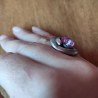 Стар сребърен пръстен с необработен рубин (10) , снимка 2 - Пръстени - 38590469