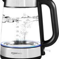 Електрическа Кана за вода Amazon Basics - Elektrischer Wasserkocher aus Glas, 1,7 l, 2200 W, снимка 2 - Кани - 42426757