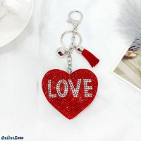 Ключодържател Сърце с кристали и надпис - Love, снимка 2 - Други - 31525091