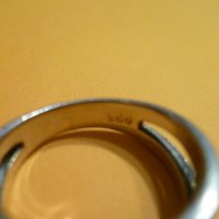 Масивен сребърен пръстен с цветен седеф, снимка 2 - Пръстени - 44446441