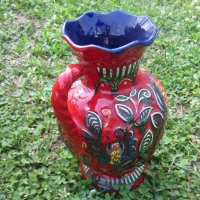 Красива германска ваза или кана, червена със синьо, снимка 3 - Вази - 31802281