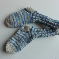 плетени чорапи синьо/сиво, ходило 13, конч 18, снимка 2 - Чорапи - 39295230