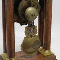 Френски каминен портален часовник, дърво с интарзия, снимка 4 - Антикварни и старинни предмети - 29378635
