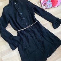 Неповторимо! ТОП!!!Дълго дамско палто в черно AMN Italy, снимка 1 - Палта, манта - 30603956