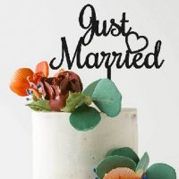 Just Married ❤   черен пластмасов топер украса за торта моминско парти сватба сватбен, снимка 1 - Други - 37840616