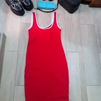 Червена дамска рокля средно дълга , снимка 4 - Рокли - 30588043