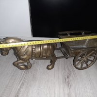 масивен бронзов кон със кару4ка, снимка 3 - Антикварни и старинни предмети - 36670704