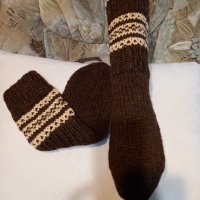 Ръчно плетени чорапи от вълна, размер 39, снимка 2 - Мъжки чорапи - 39875053