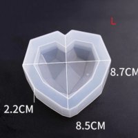 3D 3 размера диамантено сърце силиконов молд форма за фондан тесто гипс глина сапун шоколад смола, снимка 4 - Форми - 32143026