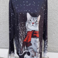 4XL Нова блуза с котка, снимка 1 - Блузи с дълъг ръкав и пуловери - 44589802