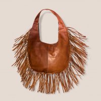 Дамска чанта тип торба с ресни от естествена кожа, снимка 2 - Чанти - 33808247