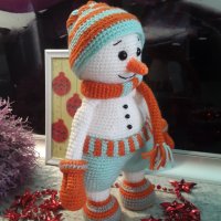 Подарък за Коледа. Снежен човек+Елен /Рудольф/, Двама приятели, Ръчно изработена, Плетена играчка, снимка 10 - Плюшени играчки - 42628880
