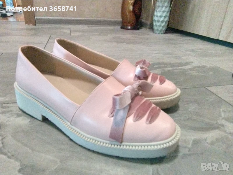 Розови обувки с панделка , снимка 1