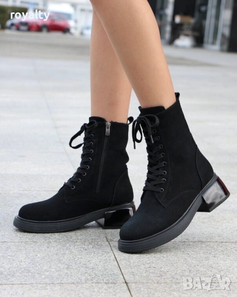 Равни боти - черен велур - BMG10, снимка 1