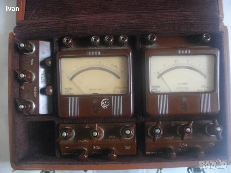 НОВА РУСКА СССР 1959г. ИЗМЕРВАТЕЛНА СТАНЦИЯ ДО 30 АМПЕРА М45М ПЪЛЕН КОМПЛЕКТ В КОЖЕНА ЧАНТА, снимка 1