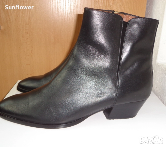 Черни боти от естествена кожа Massimo Dutti, размер EU 40, снимка 1