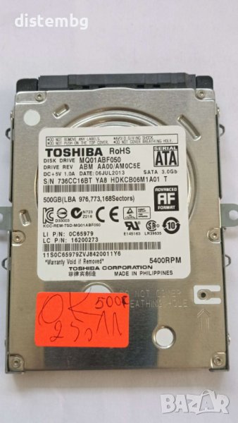 Твърд диск за компютър HDD Toshiba MQ01ABF050 500Gb  2.5'', снимка 1