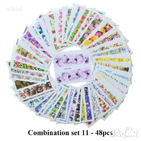 48 бр микс серии цветя котка и др  татос ваденки водни стикери за нокти маникюр, снимка 1