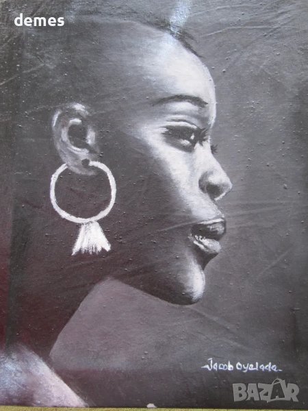 Портрет на жена-африканка-картина с маслени бои-серия, снимка 1