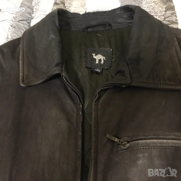 Мъжко италианско велурено  яке, размер  L, марка CAMEL, цвят – тъмно сиво-зелено, закопчаване- с цип, снимка 1