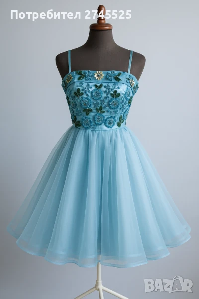 Светлосиня официална рокля, снимка 1