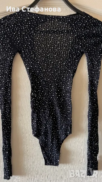 Уникално ново парти официално черно еластично секси боди универсален размер камъни цирконий блестящо, снимка 1